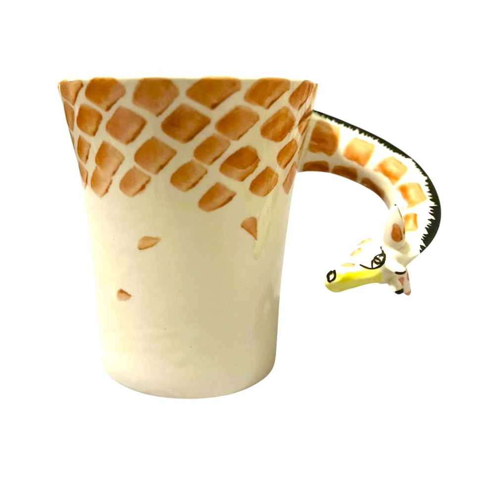 Giraffe Handle Ceramic Mug – 3D Animal Safari Cup – Cute Coffee Mug